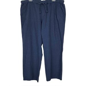 Liz Claiborne Navy Blue Cotton Linen Blend Pants Coastal Resort Wear XL